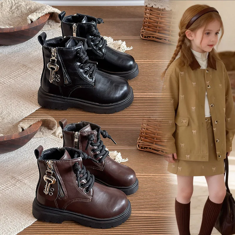 2026 Spring Autumn Winter Ankle Boots Light Girl Platform Shoes Burgundy Beige Black Boys Short Boots Super Cozy Shoes 26-36