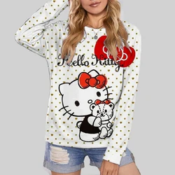 HELLO KITTY Spring Women Sweatshirts Streetwear Cartoon Polyester O-neck Pullovers Full Sleeve Casual groot Tops Sweatshirts