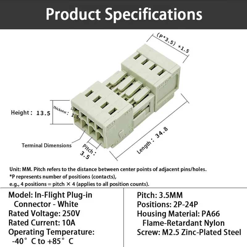 MCS 3.5mm 스프링 단자대/PA66 하우징-흰색/회색/좁은 공간용 DIN 레일 장착 가능 (2P/4P/6P...24P 옵션)