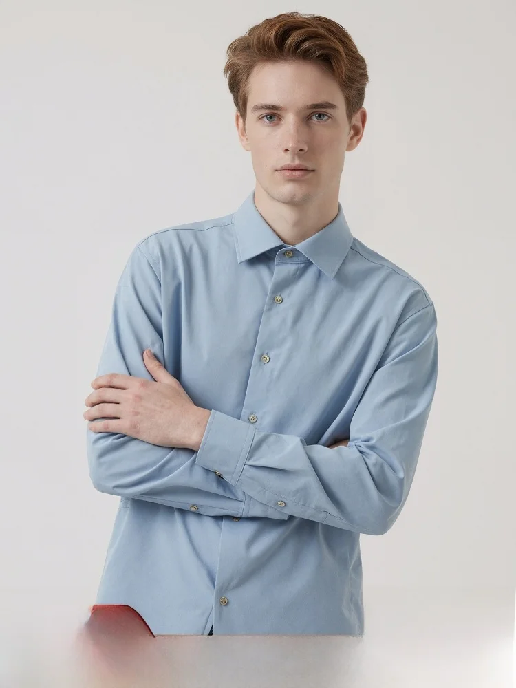 

Luxury Wool Blend Long Sve irt Men's Thiened Wior Collar Warmth Comfortable Cool Weather Cotton Polyester Blend