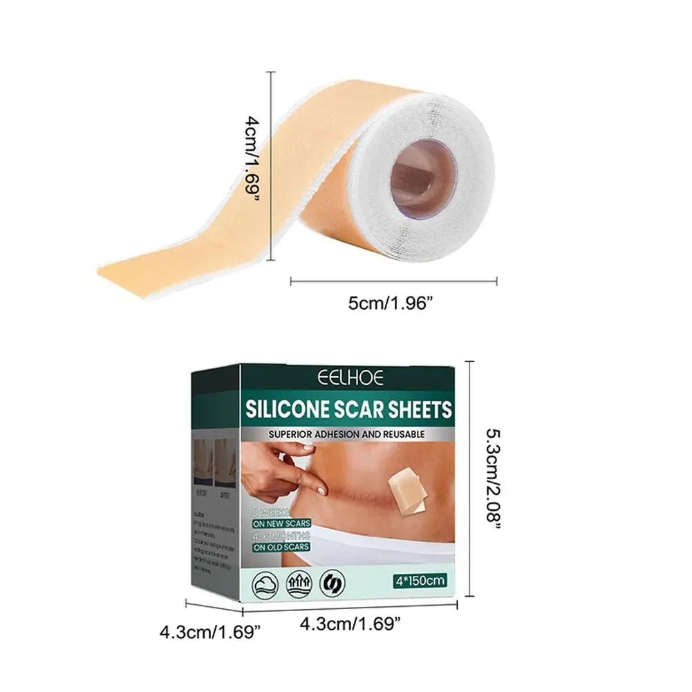 1 Roll Silicone Scar Sheets Skin Repair Patch Removal Self-Adhesive Stretch Mark Tape Therapy Patch Burn Acne Scar Skin Care