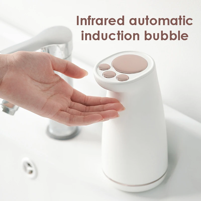 Cat Paw Foam Soap Dispenser Automatic Touchless Foaming Dispenser IPX4 300ml Infrared Sensor Rechargeable for Bathroom Kitchen