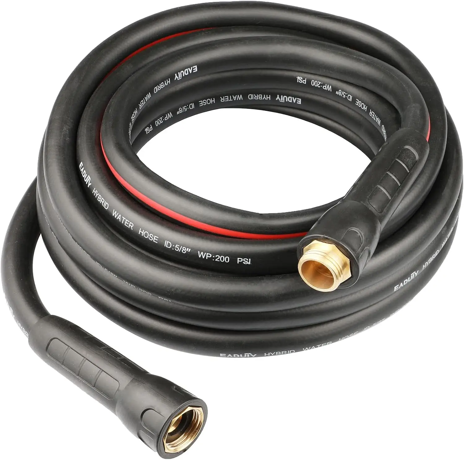 

Садовый шланг повышенной прочности 5/8 дюйма x 25 футов с поворотным фитингом и латунными соединениями, серо-красный