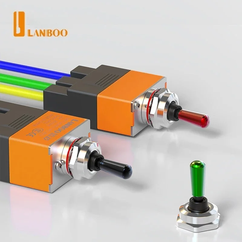 LANBOO 12mm Panel Mount Toggle Switch 3/4/6 Pin ON-OFF ON-OFF-ON Self-Locking Self-Reset 25A Latching Momentary