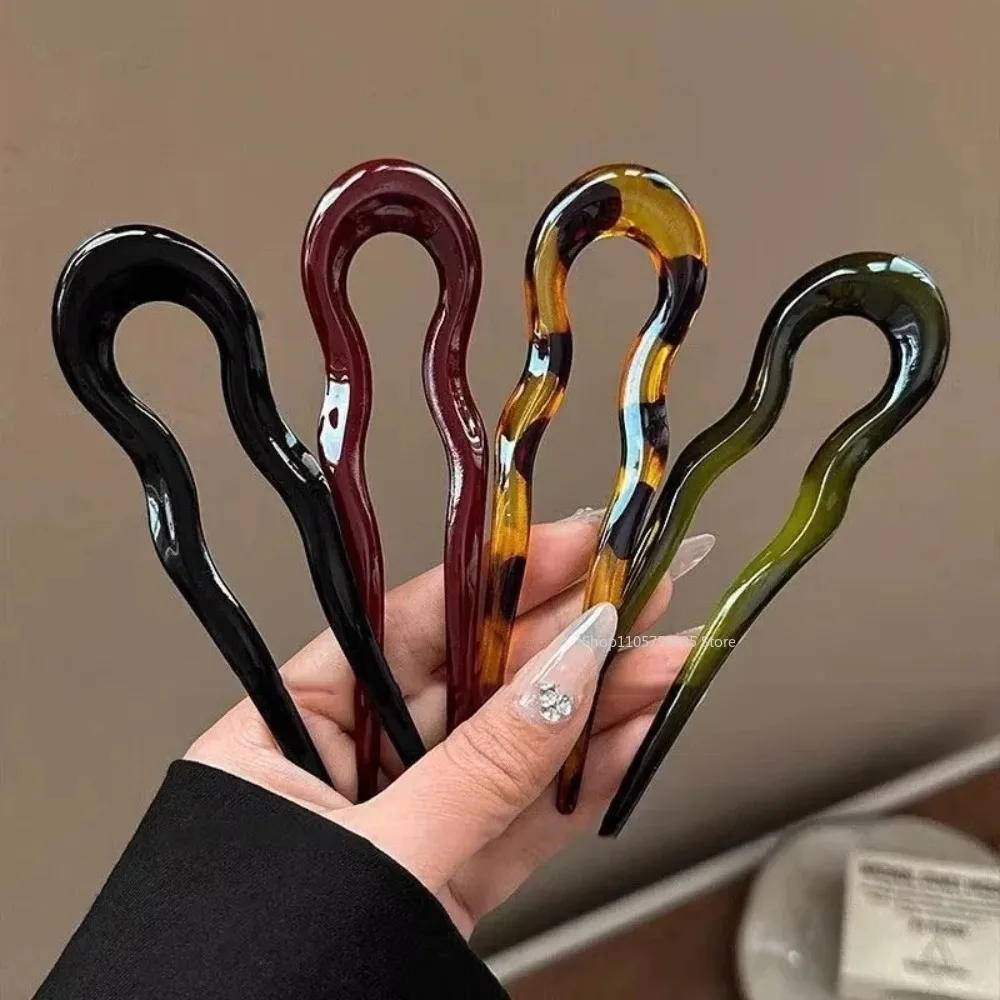 Fashion U-Shaped Hair Fork Tortoiseshell Hairpin Geometric Design Acetate Headwear Hair Sticks for Women Girls Hair Accessories image 5