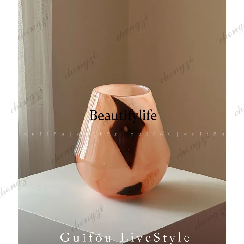 A95 simple light luxury high-end big belly water fresh vase wabi sandy wind living room soft decoration ornament