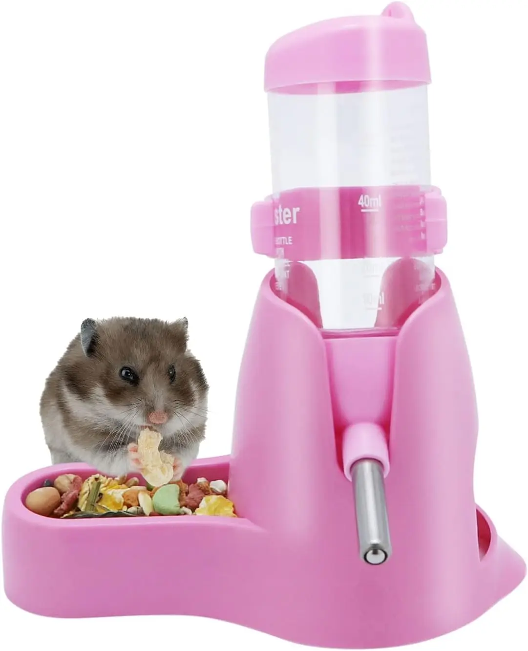 KLYM-Hanging Water Bottle, Pet Auto Dispenser with Base, Dwarf Hamster, Mouse, Rat, Hedgehog, Guinea Pig, 3 in 1