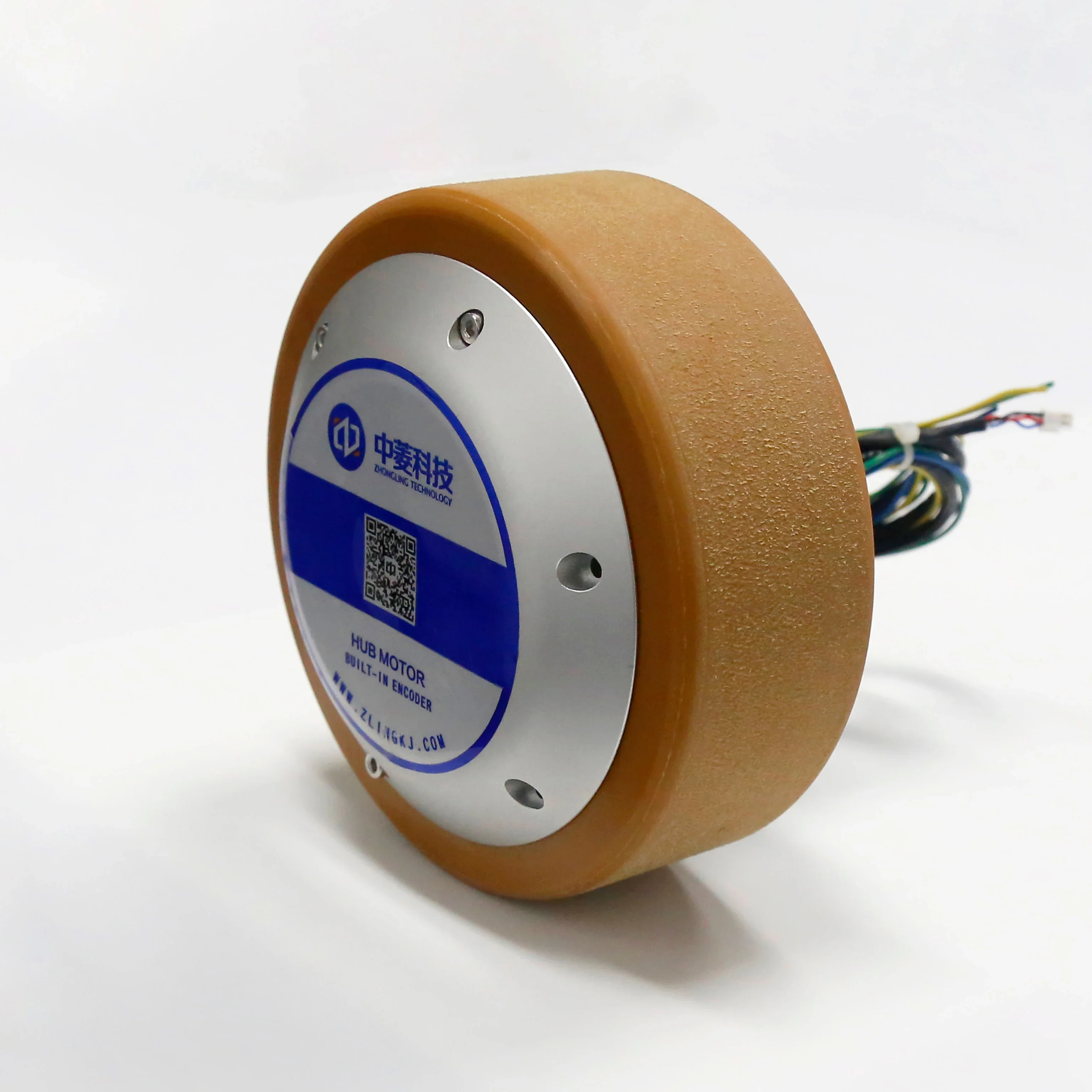 ZLTECH 6.5inch 500W 48V 260RPM 200kg Max 21N.m Waterproof 14bit Encoder DC Wheel Hub Motor With PU Tire For Mobile Robot