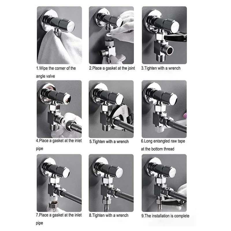 Adaptador de desviador de agua de 3 vías de latón, Conector de válvula de repuesto de ángulo de bidé de ducha de baño, Instalación rápida