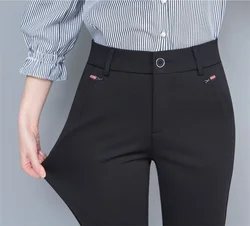 Office Stretch Straight Pants Korean Formal High Waist Pantalones Fashion OL Oversize Mom Trousers New