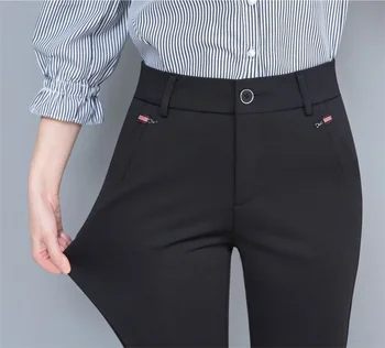 Kantoor Stretch Rechte Broek Koreaanse Formele Hoge Taille Pantalones Mode Ol Oversized Moeder Broek Nieuw