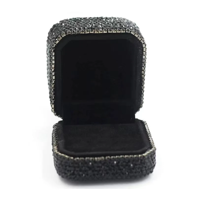 Engagment Diamond Ring Box Luxury Jewelry Storage Shiny Rhinestone DIY Handcraft Gift Bling-bling Mosaic Wedding Decorative