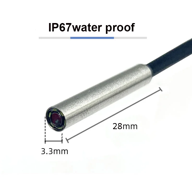 1MP 3,3mm FOV 80 °   Endoscópio de linha dura USB ultrafino para inspeção de tubulações industriais