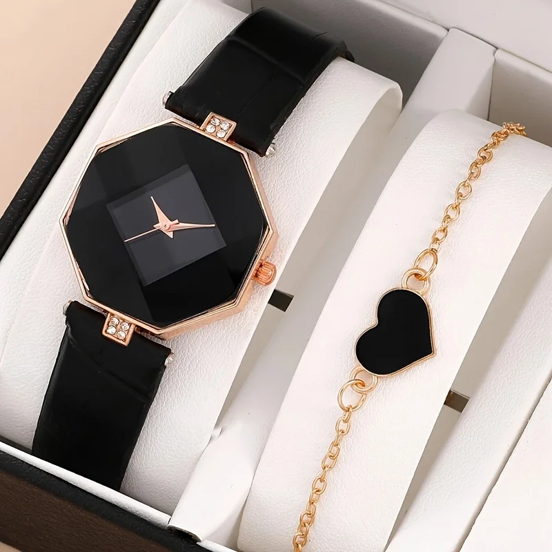 

2pcs/set Women's Wrist Watch Bracelet Fancy Women Watches Jewelry Sophisticated And Stylish Women Watch