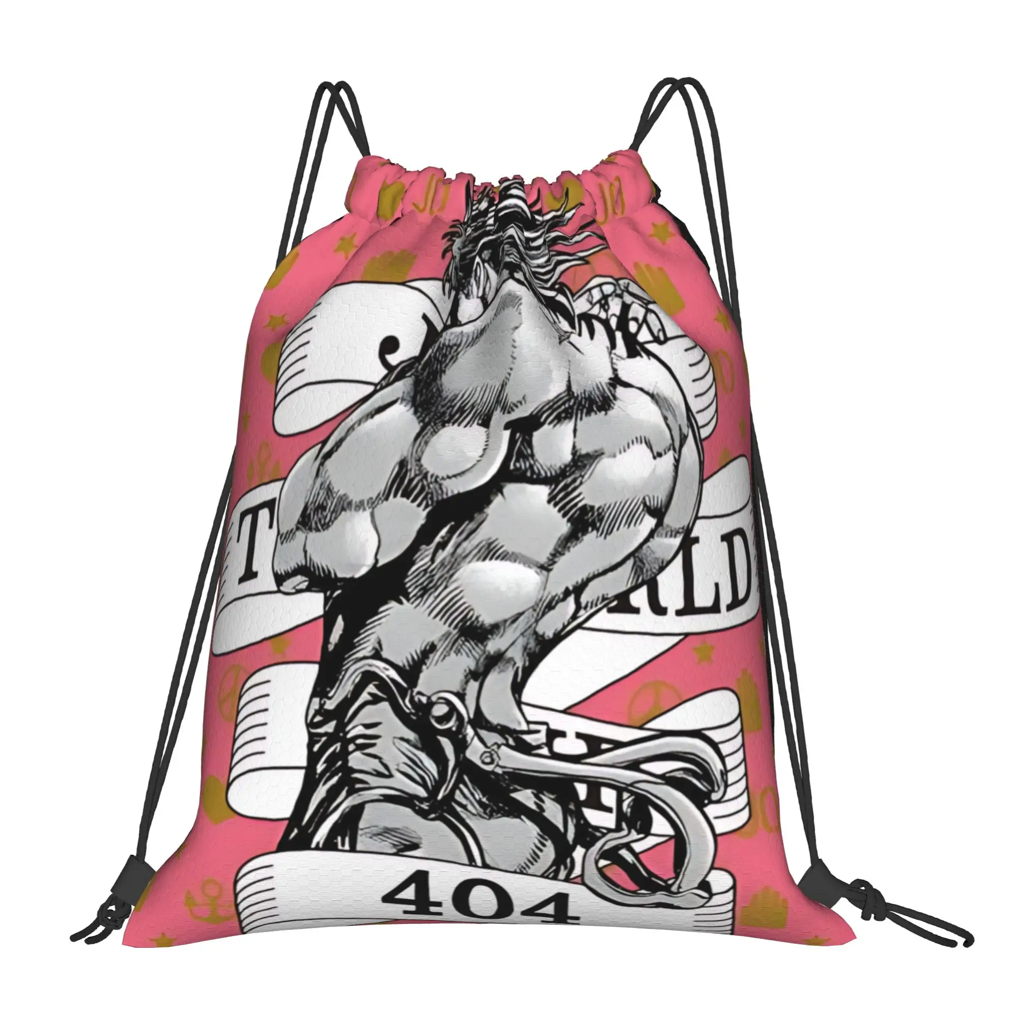 sports Pouch Jojo's Bizarre Adventure World  Portable Sports Drawstring Bags Riding Backpack Gym Clothes Storage Backpacks