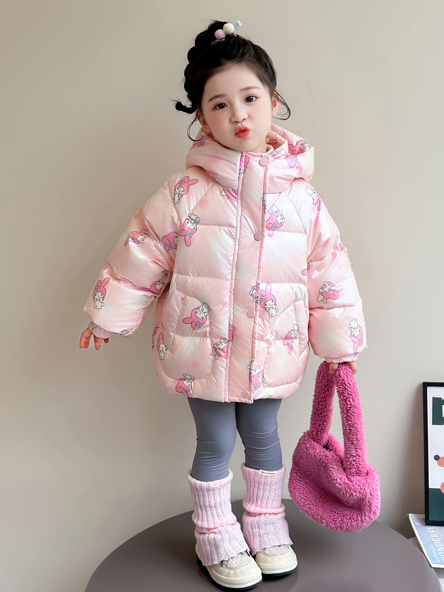 

Girls' Thiened Padded down Jaet Kosumi Cartoon Print Winter Coat Bright Surface Kids' Outerwear Faionable Children's Cl...