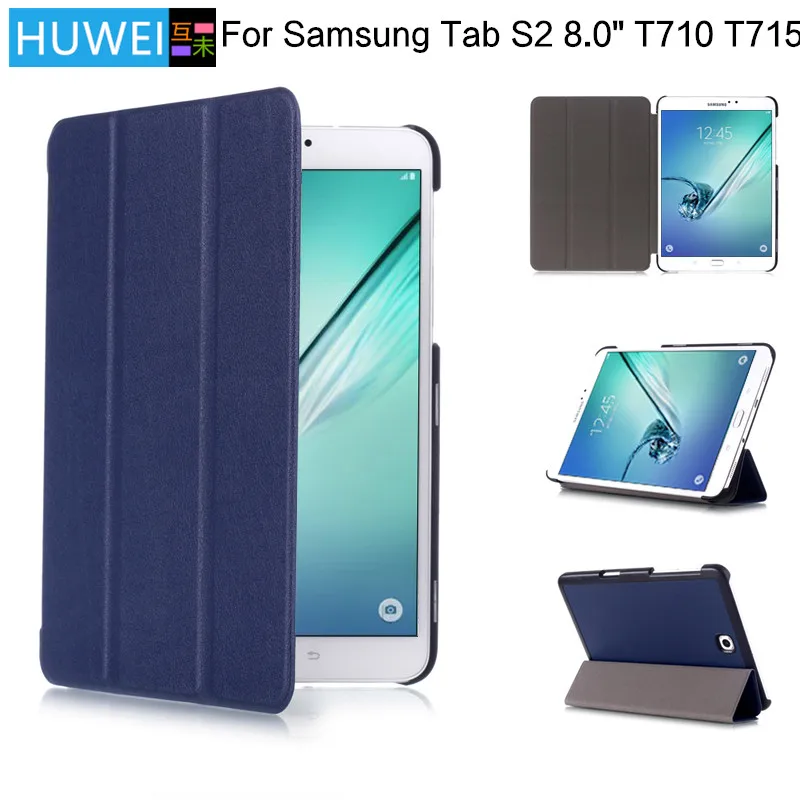 HUWEI Case For Samsung Galaxy Tab S2 8.0 SM-T710 T715 T713 T719 Tablet PU Leather Tri-Folding Stand Magnetic Flip Cover Case