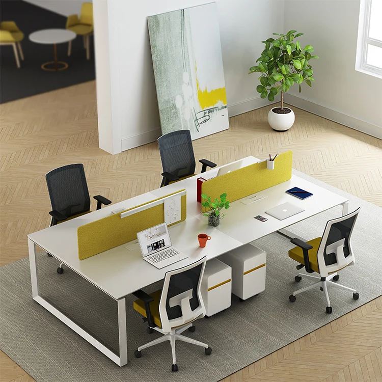 Commercial Office Desk Metal Office Workstation Legs 4 Seat Modern Office Furniture Set