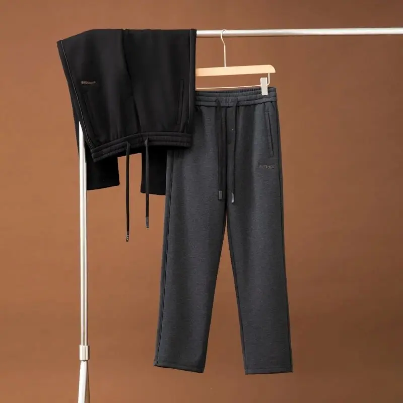 

Thiened Cosite Fabric Men's Comfortable Casual Loose Straight Knitted Long Pants Autumn Winter Faion Elastic Waist