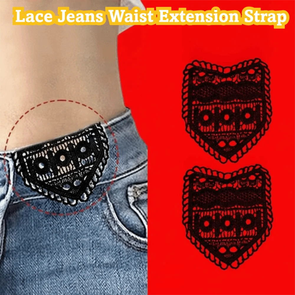 1/4Pcs Cotton Jeans Waist Expander Adjustment Hollow Lacework Waist Band Maternity Garment Accessories DIY Apparel Sewing Tool
