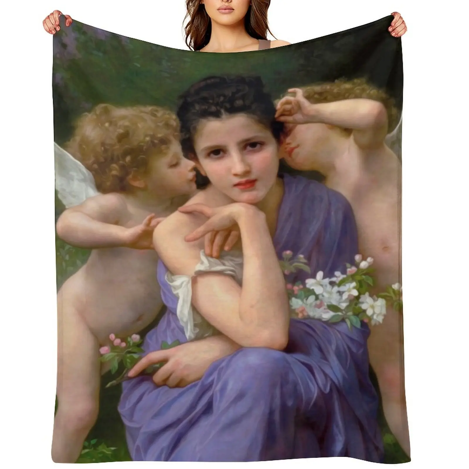

Songs of Spring by Bouguereau Throw Blanket decorative Single wednesday Shaggy Blankets