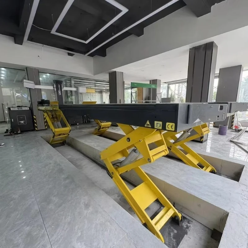 Scissor Car Lift 6T 4T Two Stage Platform One Key Leveling 2170mm Lift Height Workshop Equipment