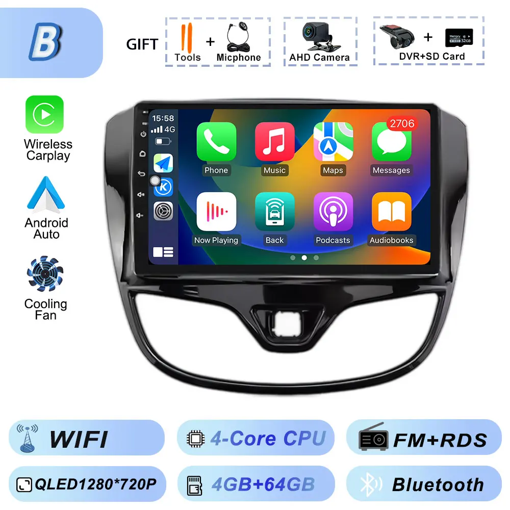 Bluetooth Dsp Fan Autoradio voor Opel Karl VinFast Fadil 2017-2020 Multimedia WiFi Android Auto GPS Navigatie Draadloze Carplay