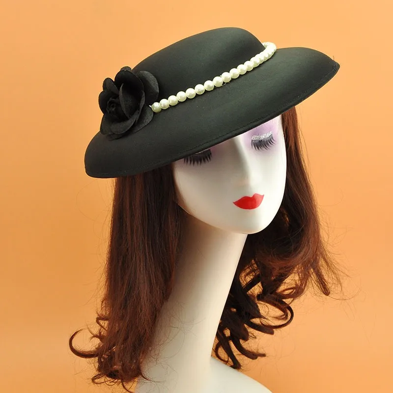 

French Style Blue White Black Velvet Wedding Hat Elegant Church Part Formal Fedoras Headwear Royal Banquet Fascinators Headpiece