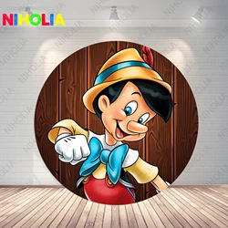 Disney Pinocchio Photo Backdrop Circle Cover Kids Birthday Cartoon Carpenter Photography Background Round Photo Booth Prop