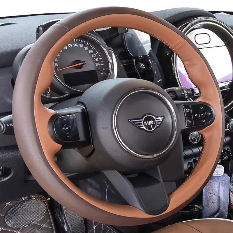 

Сшитый вручную чехол на руль для Mini Cooper s F56 F54 F55 F57 F60 2023 2024, полный охват, аксессуары для рулевого колеса