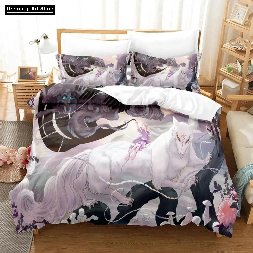 Anime Natsume Book of Friends Nyanko Bedding Set Boys Girls Twin Queen Full Size Duvet Cover Pillowcase Bed Adult Bedroom