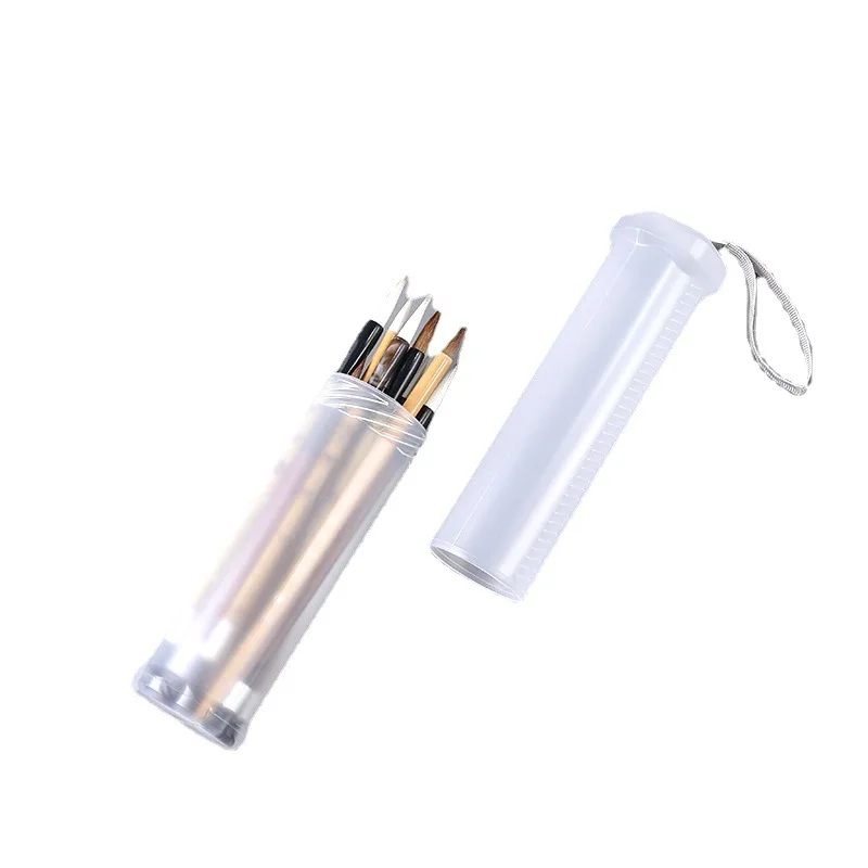 1 قطعة/2 قطعة علبة فرشاة بلاستيكية قابلة للتمديد حامل فرشاة الطلاء الشفاف فرش طويلة أنبوب تخزين حاوية القلم المائية أدوات الرسم #5