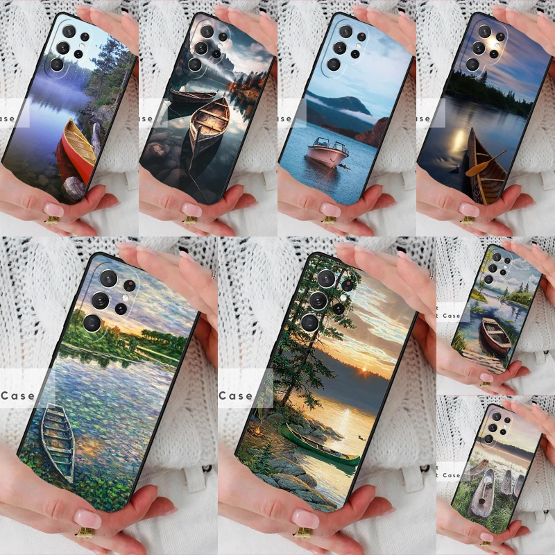 Vintage Retro Canoe Boat Phone Cover Case for Samsung Galaxy S26 Ultra S20 FE Note 10 S24 S23 S21 S25 Plus S22