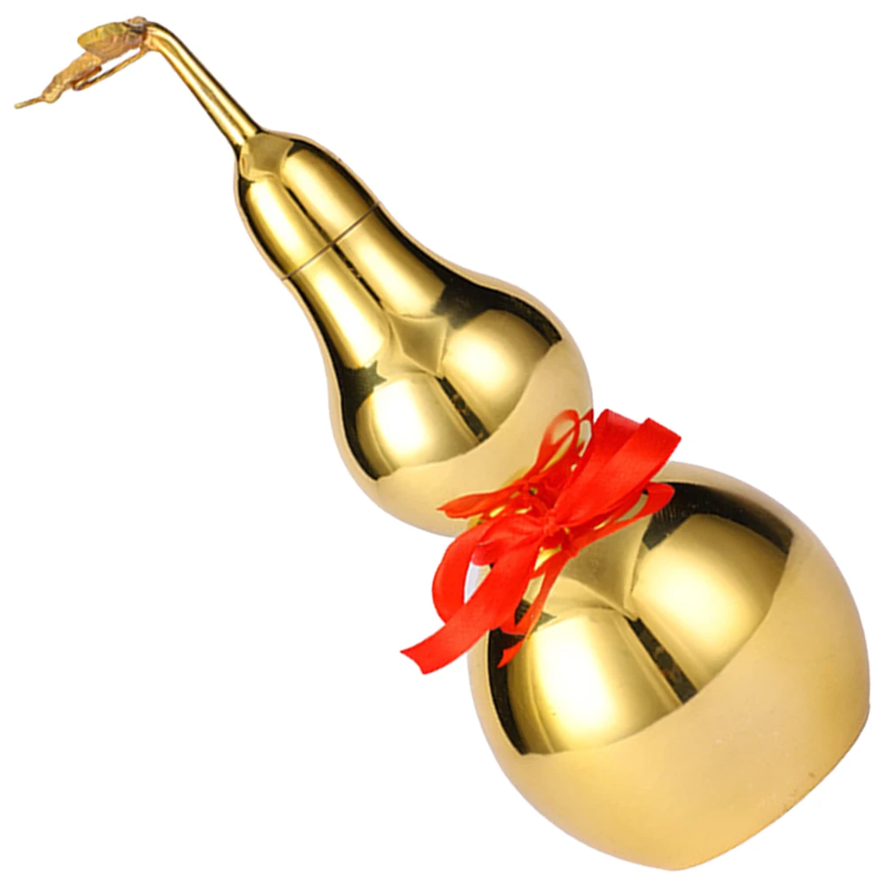 

Brass Golden Gourd Decorative Statue Home Office Desk Ornament Chinese Luck Symbol Vintage Craft For Housewarming Gift