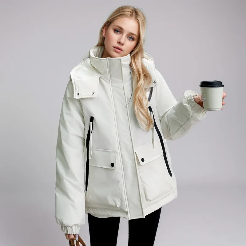 

2026 Women Outdoor Parka Mountaineering Casual Jacket Fashion Loose Winter Jacket Hooded Stand-Up Collar Coats