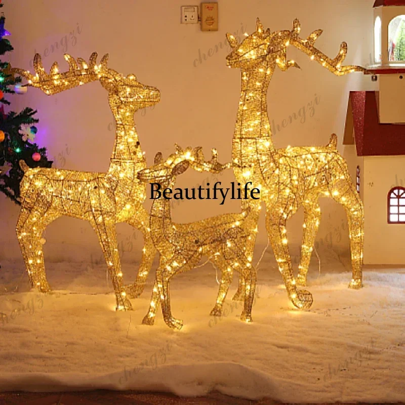 Christmas Luminous Deer Ornament Wrought Iron Shopping Mall Christmas Supplies Hotel Scene Arrangement Glitter Plum Blossom