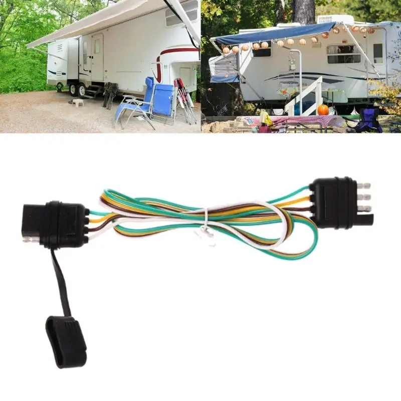 No Tool 4 Wire Trailer Light Adapter Weatherproof Socket Dustproof Design ABS Automotive Connector for Trucks Caravans  