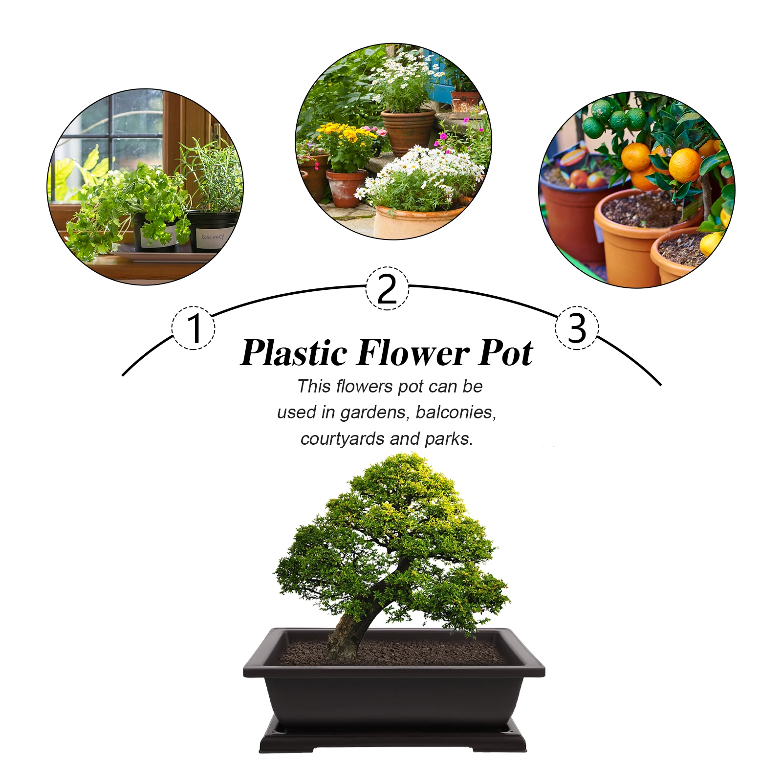

Plastic Flower Pot Lightweight Durable for Use Modern Design chids Snake Plants Cacti Garden Balcony Courtyard