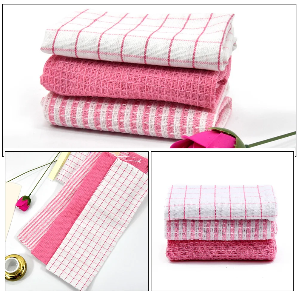 

6pcs Absorbent Tea Towel Set Cotton Kitchen Dish Towels Cleaning Washing Utensils Scouring Scrub Cloth Wipes