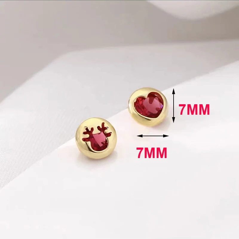 Zircon Christmas Tree Milu Deer Snowflake Heart Stud Earrings For Women Fine Jewelry Exquisite Gift