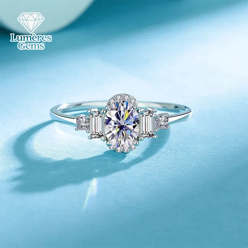 LumièRe Gems Diamond Platinum PT950 Morganite Women'S Ring Marquise/ Oval/ Irregular Shape Diamond Halo Setting Gift Best Choice