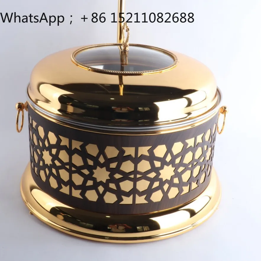 SCY gold round hanging cover alcohol stove hotel restaurant hollow stainless steel buffet stove light luxury tableware