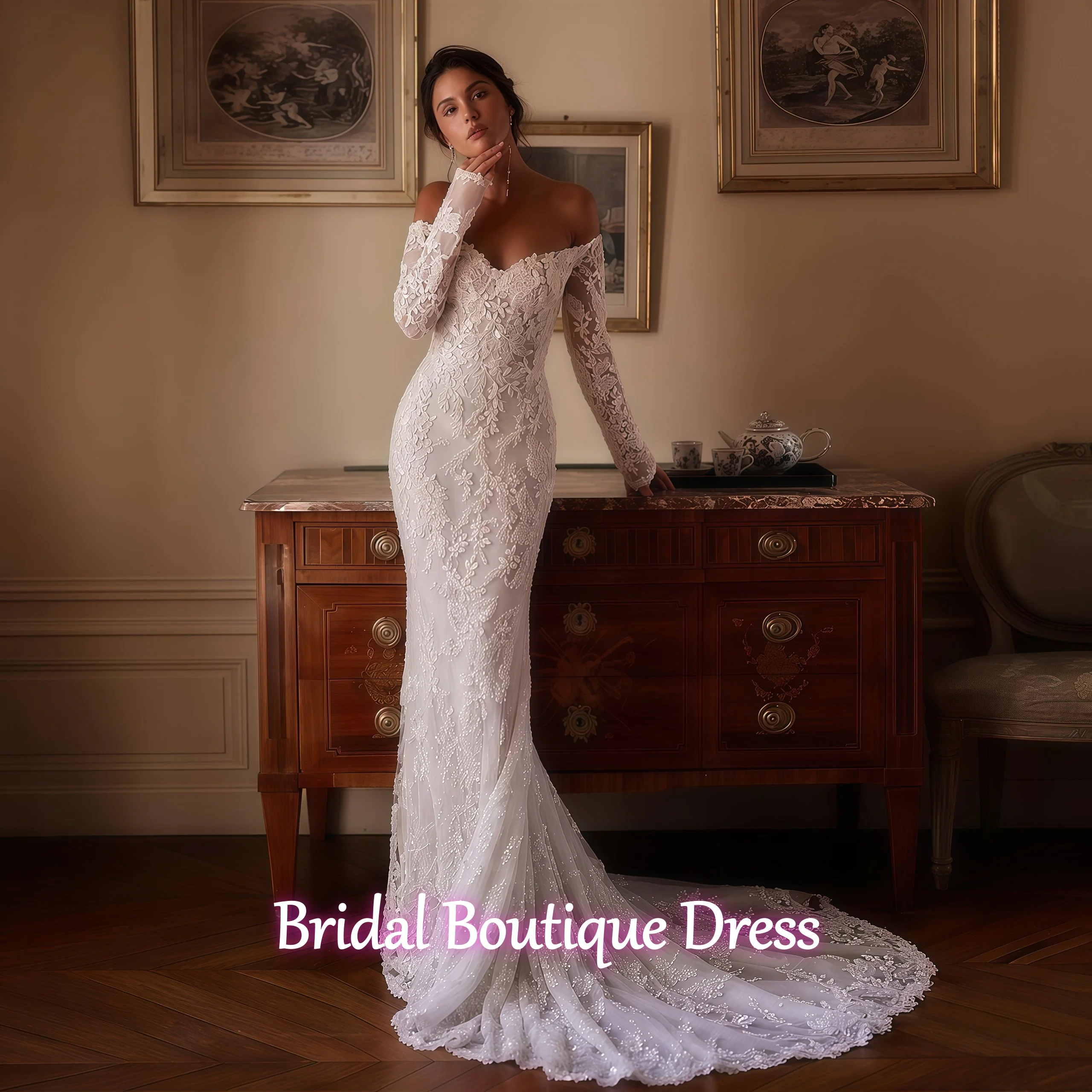 Robes De mariée sirène Sexy pour femmes chérie robe De Novia dentelle perlée paillettes paillettes sur mesure robes De mariée