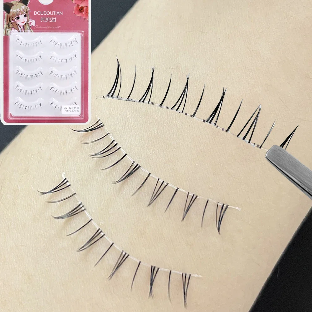 5 Pair Natural Lower Eyelashes Makeup Soft Handmade Clear Thin Band Under False Lashes Strip DIY Eyelashes Extension Beauty Tool