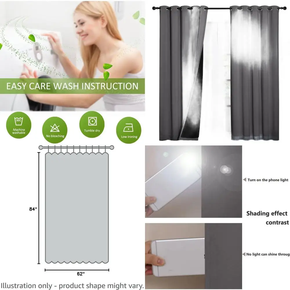 

Серые энергоэффективные плотные шторы, пара для столовой, шумоподавление, теплоизоляция, 62x84