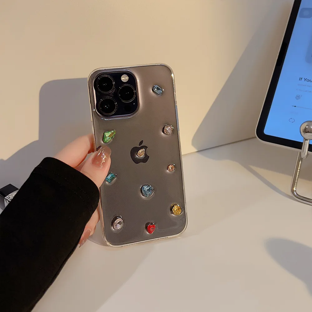 Luxuriöse glänzende 3D-Diamant-klare Handyhülle für iPhone 16, 15, 14, 13, 12, 11 Pro Max X XS XR Xs Max, glitzernde Strass-Silikonhülle – Detail 8