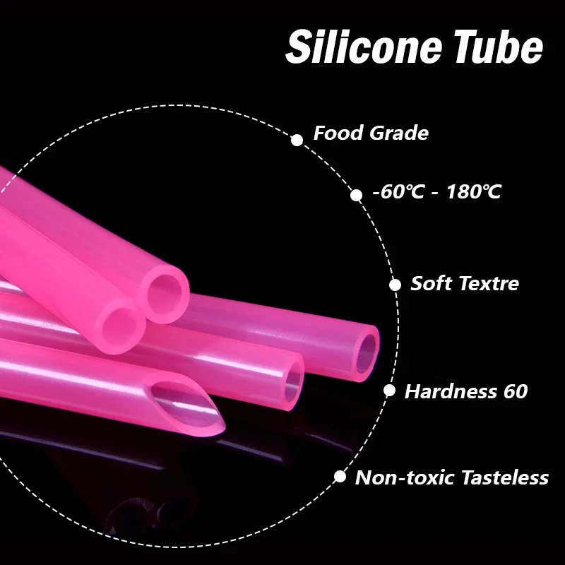 

Pink Food Grade Soft Silicone Rubber Hose ID x OD 2x4 3x5 3x6 4x6 4x7 5x7 5x8 6x8 8x10 Flexible Nontoxic Tasteless Silicone Tube