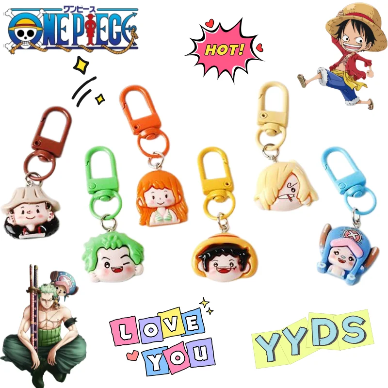 One Piece Luffy Roronoa Zoro Nami Sanji Cute Cartoon All-match Backpack Key Chain Creative Animation Peripheral Stereo Pendant