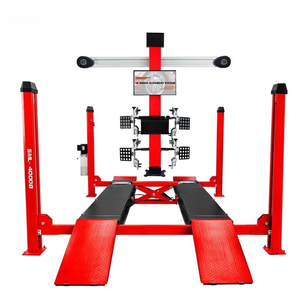 Full Set 4 Post Car Lift 3d Wheel Alignment Wheel Balancer Tire Changer Machine and Car Lift Combo