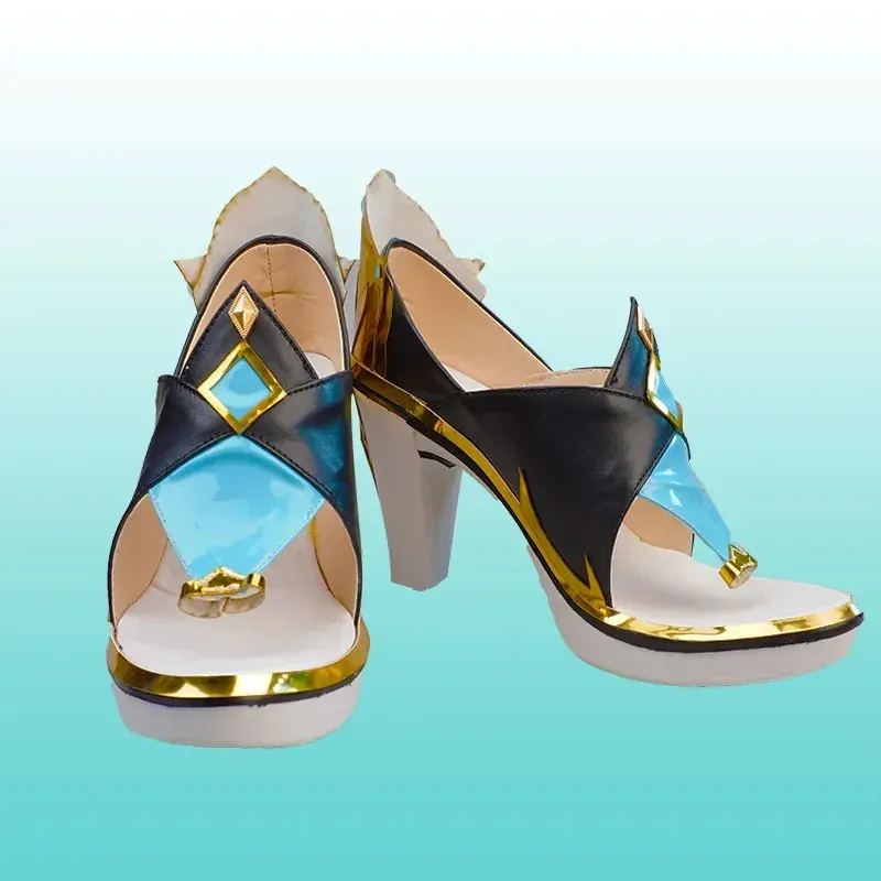 أحذية Genshin Impact Shenhe التأثيرية ذات الكعب العالي وإكسسوارات أزياء الهالوين التأثيرية